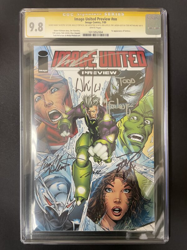 Image United Preview #nn CGC 9.8 Signed by Todd McFarlane, Rob Liefeld, Erik Larsen, Whilce Portacio, Marc Silvestri, and Jim Valentino